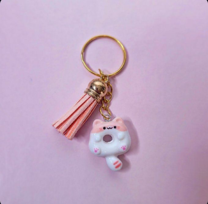 Porte-clés chanuts blanc et rose