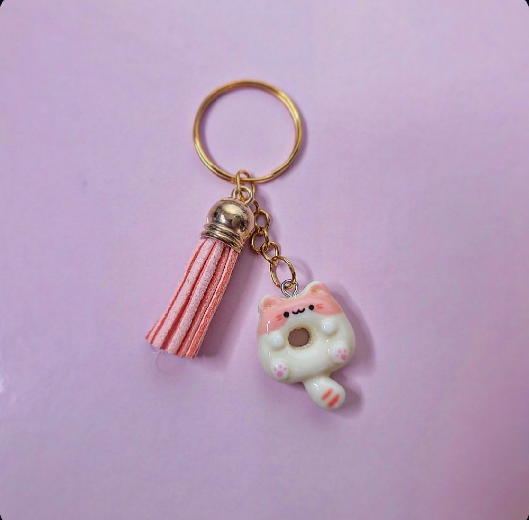 Porte-clés chanuts beige et rose