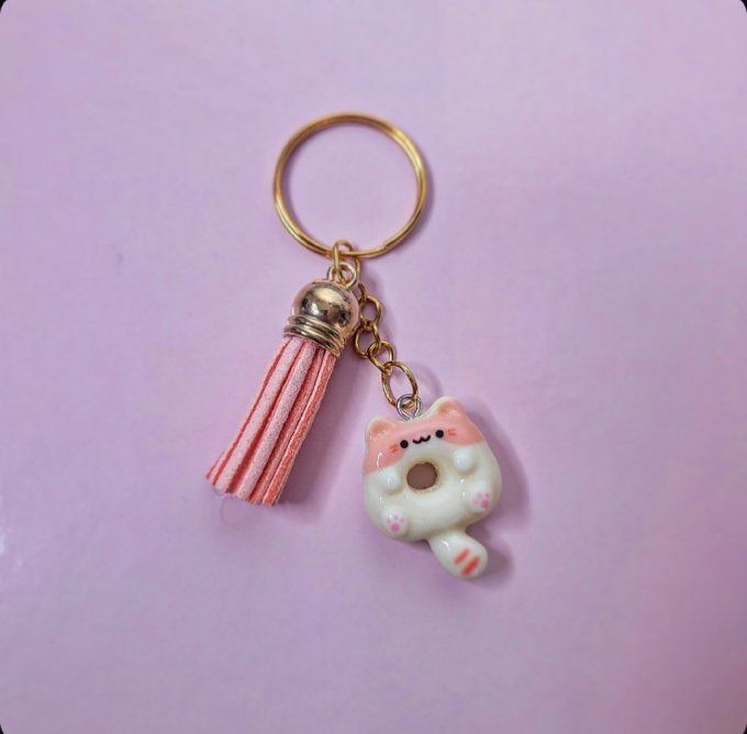 Porte-clés chanuts beige et rose